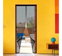 Puerta Magnética 71 x 263 cm Cierre Magnético de Arriba a Abajo Rede Mosquito Porta Magnética Resistente para Puerta Exterior de Balcón Patio, Negro