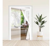 Puerta Magnética 72 x 159 cm con Fuertes Imanes para Un Autocierre, Fácil Instalación sin Taladrar, Antimosquitos Magnética Anti-Insectos para Todos Tamaños Puertas, Blanco