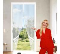 Puerta Magnética 72 x 183 cm Se Cierra Automáticamente Cortinas Mosquitera Puerta Mantiene El Aire Fresco para Balcón, Cocina, Dormitorio, Correderas, Garaje O Patio, Blanco