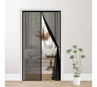 Puerta Magnética 78 x 228 cm Cierre Automático con Imanes y Pesos, Taladrar Fácil de Instalar Mantiene Cortina Contra Mosquitos con Imanes para Balcón, Cocina, Negro