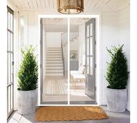Puerta Magnética 78 x 230 cm Cierre Automático con Imanes y Pesos, Taladrar Fácil de Instalar Mantiene Mosquitera Magnetica para Puertas para Dormitorio, Blanco
