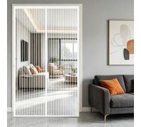 Puerta Magnética 80 x 185 cm Cierre Automático Cortina Mosquitera Puerta Exterior Fácil Instalación sin Taladrar para Balcón Salón Dormitorio de Patio, Blanco