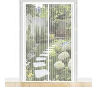 Puerta Magnética 80 x 236 cm Cierre Automático con Imanes y Pesos, Taladrar Fácil de Instalar Mantiene Cortina Contra Mosquitos con Imanes para Todos Tamaños Puertas, Blanco