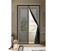 Puerta Magnética 81 x 244 cm Cierre Automático con Imanes y Pesos, Taladrar Fácil de Instalar Mantiene Mosquitera Cortina Puerta Magnetica para Todos Tamaños Puertas, Negro