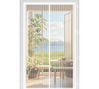 Puerta Magnética 85 x 185 cm Cierre Automático con Imanes y Pesos, Taladrar Fácil de Instalar Mantiene Cortina Mosquitera Puerta Exterior para Balcón, Cocina, Blanco