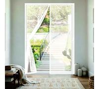 Puerta Magnética 85 x 185 cm Cierre Automático con Imanes y Pesos, Taladrar Fácil de Instalar Mantiene, Cortina Magnética para Puertas para Dormitorio, Blanco