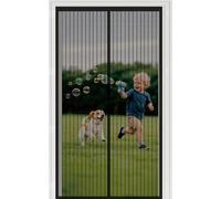 Puerta Magnética 87 x 252 cm Cierre Automático con Imanes y Pesos, Taladrar Fácil de Instalar Mantiene Cortina Mosquitera Puerta Corredera para Dormitorio, Negro