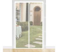 Puerta Magnética 88 x 188 cm Cierre Automático con Imanes y Pesos, Taladrar Fácil de Instalar Mantiene Cortina Contra Mosquitos con Imanes para Balcón, Cocina, Blanco