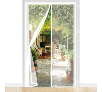 Puerta Magnética 88 x 208 cm con Fuertes Imanes para Un Autocierre, Fácil Instalación sin Taladrar, Antimosquitos Rede Mosquito Porta Magnética para Balcón, Cocina, Blanco