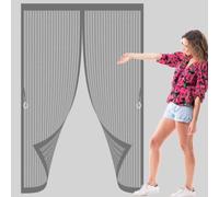 Puerta Magnética 89 x 180 cm Cierre Automático, Instalación sin Taladrar, Varios Tallas, Anti-Insectos, Mantiene El Aire Fresco Fly Curtains for Door para Puertas Del Balcón, Gris