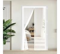 Puerta Magnética 89 x 187 cm Cierre Automático con Imanes y Pesos, Taladrar Fácil de Instalar Mantiene Ensanchada y Engrosada Cortina Mosquitera Proteger a su Familia, Blanco