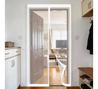 Puerta Magnética 90 x 140 cm Cierre Automático, Mantiene El Aire Fresco en El Interior, Fácil de Instalar, Los Bichos Fuera Cortinas Mosquiteras para Puerta Corredera, Blanco