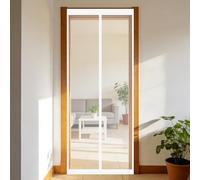 Puerta Magnética 90 x 140 cm Junta Magnética de Arriba a Abajo, sin Taladrar, Transpirables, Resistente Al Viento Mosquitera para Puertas para Puerta Corredera, Blanco