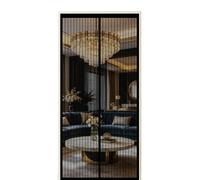 Puerta Magnética 90 x 200 cm Cierre Automático Prueba de Rasguños Pantalla de Mascotas Instalación sin Taladro para Puerta Exterior de Balcón Patio, Negro