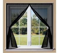 Puerta Magnética 90 x 200 cm Transpirables Antimosquitos, Sin Taladros, Magnético Automático, Con Velcra, Mosquitera Magnética para Ventanas para Ventanas y Balcón, Negro