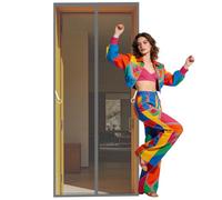 Puerta Magnética 91 x 246 cm Cierre Magnético de Arriba a Abajo Cortina Mosquitera Magnética Resistente a La Rotura, Resistente para Todos Los Tamaños de Puertas, Gris