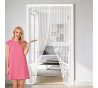 Puerta Magnética 92 x 194 cm Imán sin Necesidad de Taladrar Mosquitera Puerta con Iman No Requiere Herramientas, Fácil de Instalar para Todos Los Tamaños de Puertas, Blanco