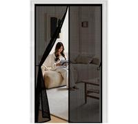Puerta Magnética 94 x 200 cm Cierre Automático con Imanes y Pesos, Taladrar Fácil de Instalar Mantiene, Cortina Mosquitera Puerta Corredera para Todos Tamaños Puertas, Negro