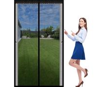 Puerta Magnética 94 x 227 cm Mantiene El Aire Fresco Dentro y Los Bichos Fuera, Cinta Mágica, Imanes Cierre Automático, Cortina Mosquitera Magnética para Puertas para Patio/Balcón, Negro