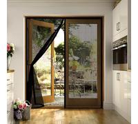 Puerta Magnética 95 x 195 cm Cierre Automático con Imanes y Pesos, Taladrar Fácil de Instalar Mantiene Cortinas Antimoscas Puerta Exterior con Iman para Balcón, Cocina, Negro