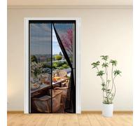Puerta Magnética 95 x 195 cm Cierre Automático con Imanes y Pesos, Taladrar Fácil de Instalar Mantiene, Mosquiteras para Ventanas para Puertas para Balcón, Cocina, Negro