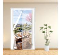 Puerta Magnética 95 x 195 cm Cierre Automático con Imanes y Pesos, Taladrar Fácil de Instalar Mantiene, Mosquiteras para Ventanas para Puertas para Balcón, Cocina, Blanco