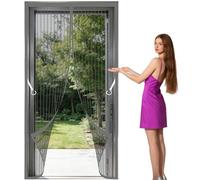 Puerta Magnética 97 x 196 cm Se Cierra Automáticamente Mosquitero Magnético Puerta Transpirables, Antimosquitos para Balcón Salón Dormitorio de Patio, Gris