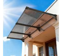 Puerta marrón de 150 x 200 cm / 59x79in, toldo para exteriores con sistema de drenaje y soporte de acero de plástico para proteger la intemperie