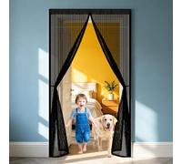 Puerta Mosquitera 100 x 170 cm Mantiene El Aire Fresco Dentro y Los Bichos Fuera, Cinta Mágica, Imanes Cierre Automático, Mosquiteras de Ventanas, Cortinas Anti-Insectos para Balcón/Patio, Negro