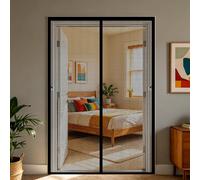 Puerta Mosquitera 100 x 180 cm Cortinas Mosquiteras para Puertas Cierre Automático de Arriba a Abajo, Mantiene El Aire Fresco Dentro y Los Bichos Fuera, para Patio Balcón, Negro