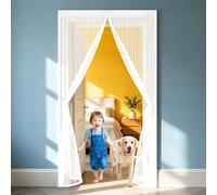 Puerta Mosquitera 100 x 235 cm Mantiene El Aire Fresco Dentro y Los Bichos Fuera, Cinta Mágica, Imanes Cierre Automático, Mosquiteras de Ventanas, Cortinas Anti-Insectos para Balcón/Patio, Blanco