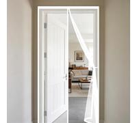Puerta Mosquitera 110 x 185 cm Cortina Mosquitera Exterior Cierre Magnético de Arriba a Abajo, Automáticamente, Mantiene El Aire Fresco, para Patio Balcón, Blanco