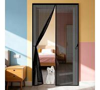 Puerta Mosquitera 115 x 115 cm Mosquitera Cortina Puerta Magnetica Imantada Cierre Magnético de Arriba a Abajo, Automáticamente, Mantiene El Aire Fresco, para Patio Balcón, Negro