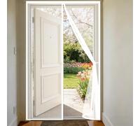 Puerta Mosquitera 71 x 205 cm Cortina Mosquitera Puerta Exterior Cierre Magnético de Arriba a Abajo, Automáticamente, Mantiene El Aire Fresco, para Balcón Dormitorio, Blanco