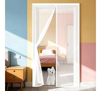 Puerta Mosquitera 75 x 100 cm Mosquitera Cortina Puerta Magnetica Imantada Cierre Magnético de Arriba a Abajo, Automáticamente, Mantiene El Aire Fresco, para Patio Balcón, Blanco