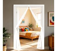 Puerta Mosquitera 85 x 180 cm Protección Contra Insectos Cierre Automático de Arriba a Abajo, Mantiene El Aire Fresco Dentro y Los Bichos Fuera, para Balcón Dormitorio, Blanco