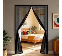 Puerta Mosquitera 85 x 190 cm Protección Contra Insectos Cierre Automático de Arriba a Abajo, Mantiene El Aire Fresco Dentro y Los Bichos Fuera, para Balcón Dormitorio, Negro