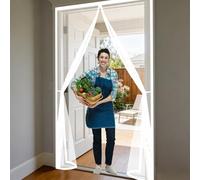Puerta Mosquitera 94 x 200 cm Mosquiteras Magneticas para Puertas Cierre Magnético de Arriba a Abajo, Automáticamente, Mantiene El Aire Fresco, para Patio Balcón, Blanco