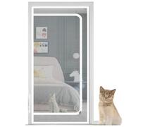 Puerta mosquitera con cremallera, puerta mosquitera reforzada for gatos, se adapta a puertas de 70 cm x 200 cm. Puerta mosquitera resistente a prueba de mascotas con cremallera que evita que los perro
