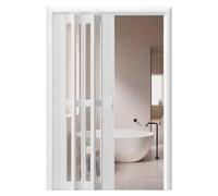 Puerta mosquitera de acordeón, puerta plegable de metal para baño y entrada delantera, puerta magnética múltiple, se adapta a varios tamaños de puerta