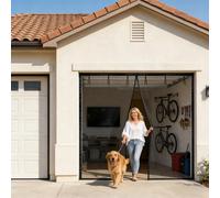 Puerta Mosquitera De Garaje, Pantalla De Fibra De Vidrio Reforzada, Imanes De Alta Energía Más Fuertes, Puerta Magnética Manos Libres Para Puerta De Garaje 274x244 Cm(Blanca,244 x 305 cm(8 x 10 ft))