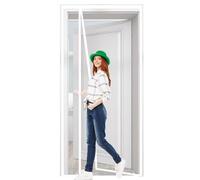 Puerta Mosquitera Magnética, 80x220cm, Cortina de Malla Antimosquitos con Cierre Automático, Malla Ultra Fina, con Imanes Sin Perforar Blanco