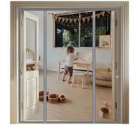 Puerta mosquitera magnética de doble apertura, red de malla autosellante resistente con imanes para puerta francesa de patio, sin taladro, cortina de insectos manos libres, mantiene las moscas fuera