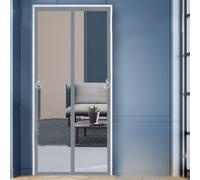 Puerta mosquitera magnética Mosquitera Magnética Manos Libres, Puerta Corrediza Doble Negra, Cierre Automático, Puerta Ligera Para Patio O Balcón, Malla Con Imanes Fuertes.(Gray WXH,76x185cm)