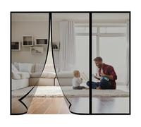 Puerta mosquitera magnética, puerta doble con cortina magnética 200x210cm protección contra mosquitos ideal para puertas correderas, puertas de balcón y puertas de terraza Negro
