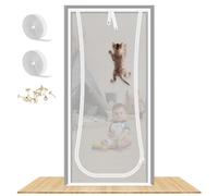Puerta Mosquitera para Gatos, 97X212cm Puerta de Pantalla de Gato con Cremallera Bilateral, Evita Que los Perros Gatos salgan Corriendo de la casa, Dormitorio, Sala de Estar, Cocina Puerta del Patio