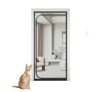 Puerta mosquitera para gatos, puerta mosquitera para mascotas, 90 x 210 cm, doble cremallera, a prueba de mascotas, evita que los perros y gatos escapen, adecuada para sala de estar, dormitorio