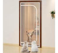 Puerta mosquitera para gatos y perros, Puerta mosquitera for mascotas, varios tamaños, color blanco, con cremallera, for sala de estar, dormitorio, cocina(110x220cm)