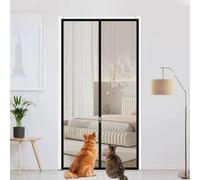 Puerta Mosquitera Personalizada a Prueba de Gatos, Red de Protección Autoadhesiva Con Doble Cremallera - Cortina Antimosquitos para Mantener a su Gato Dentro de Casa