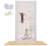 Puerta mosquitera Reforzada para Gatos, 35.5 x 82 Pulgadas, Resistente a Prueba de Mascotas, con Cremallera Bilateral, Evita Que los Perros y Gatos se queden sin casa, Dormitorio, Sala de Estar